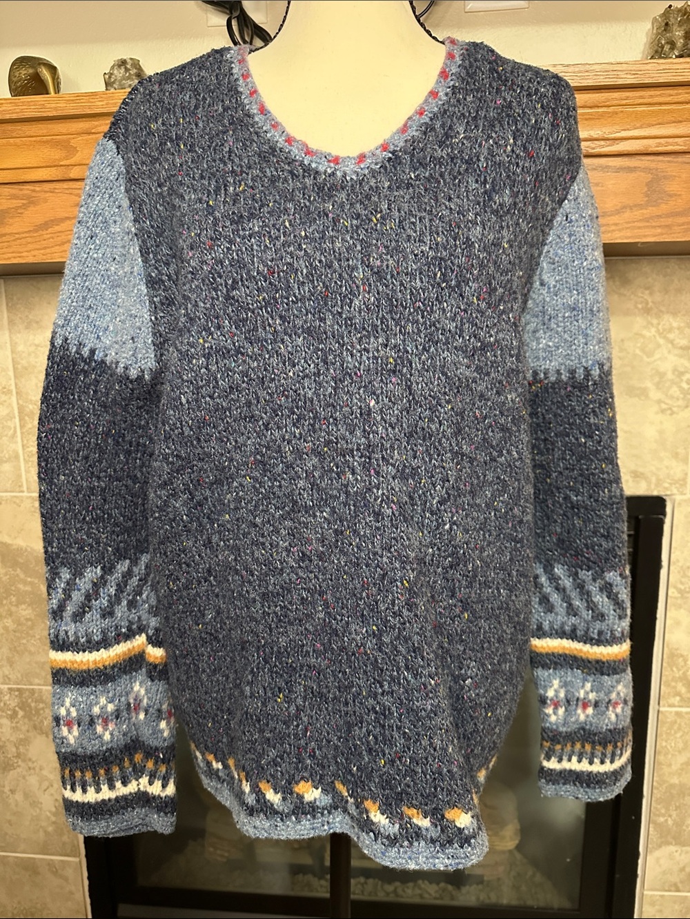 Venezia 18/20 Y2K Fair Isle Grandpa Speckle Knit Sweater Plus Size Wool Blend